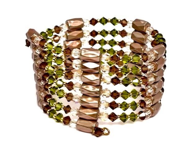 Bracciale magnetico beige e champagne Lenis con cristalli Preciosa® MyPulse