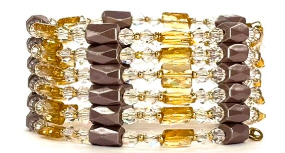 Bracciale magnetico grigio e ocra Mellis con cristalli Preciosa® MyPulse