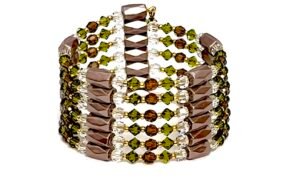 Bracciale magnetico grigio chiaro e verde oliva Silva con cristalli Preciosa® MyPulse