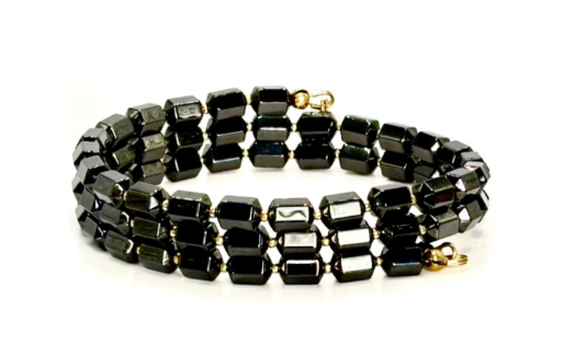 Bracciale magnetico nero minimal Blacky con dettagli 24K MyPulse