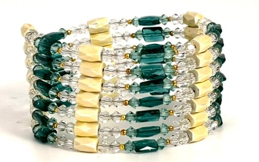 Bracciale magnetico bianco e verde acqua Diamont con cristalli Preciosa® MyPulse