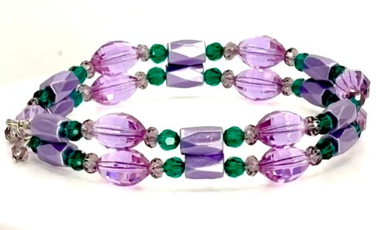Bracciale magnetico viola e smeraldo Emily con cristalli Preciosa® MyPulse