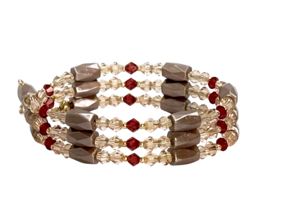 Bracciale magnetico rosso Rouge con dettagli champagne MyPulse
