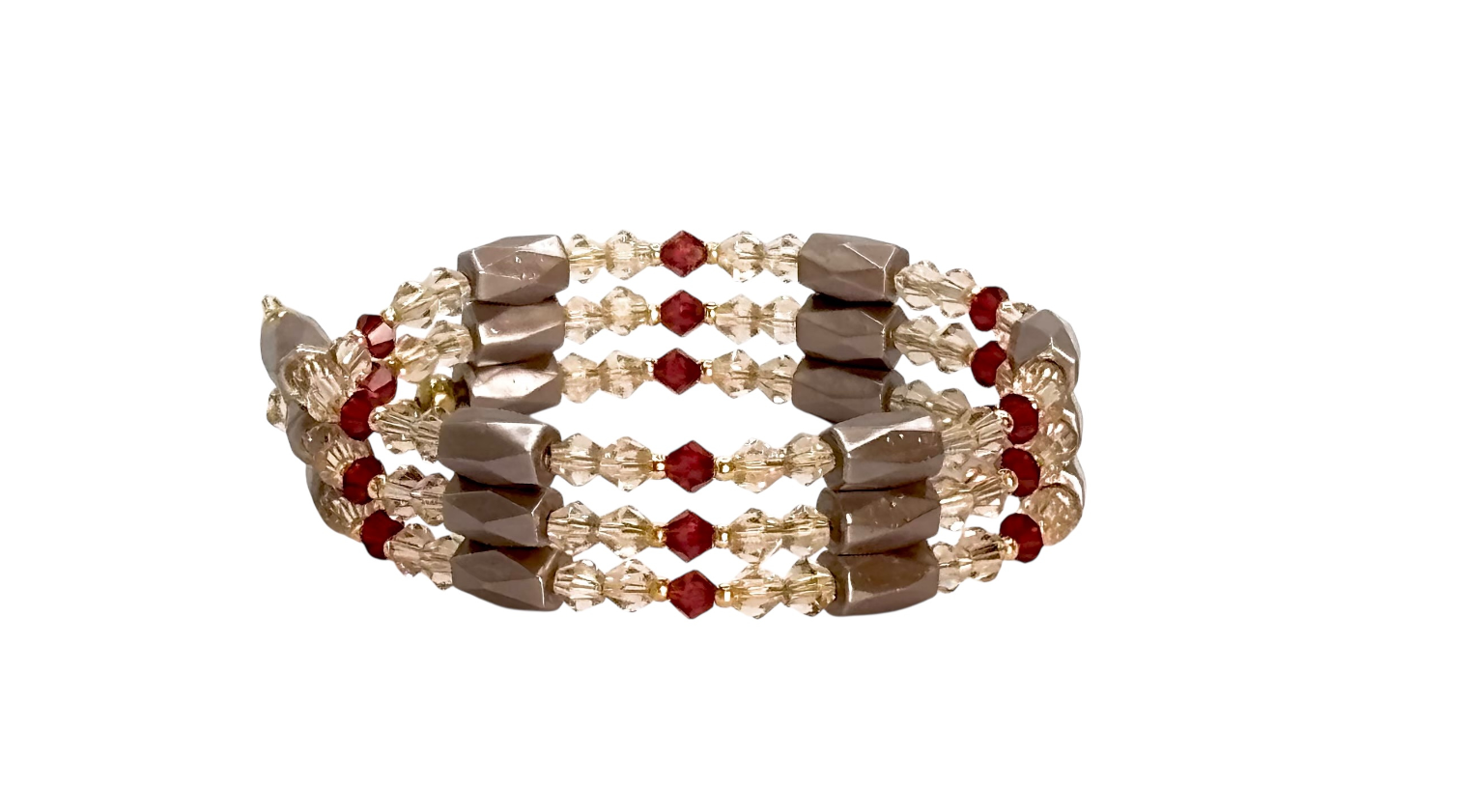 Bracciale magnetico rosso Rouge con dettagli champagne MyPulse